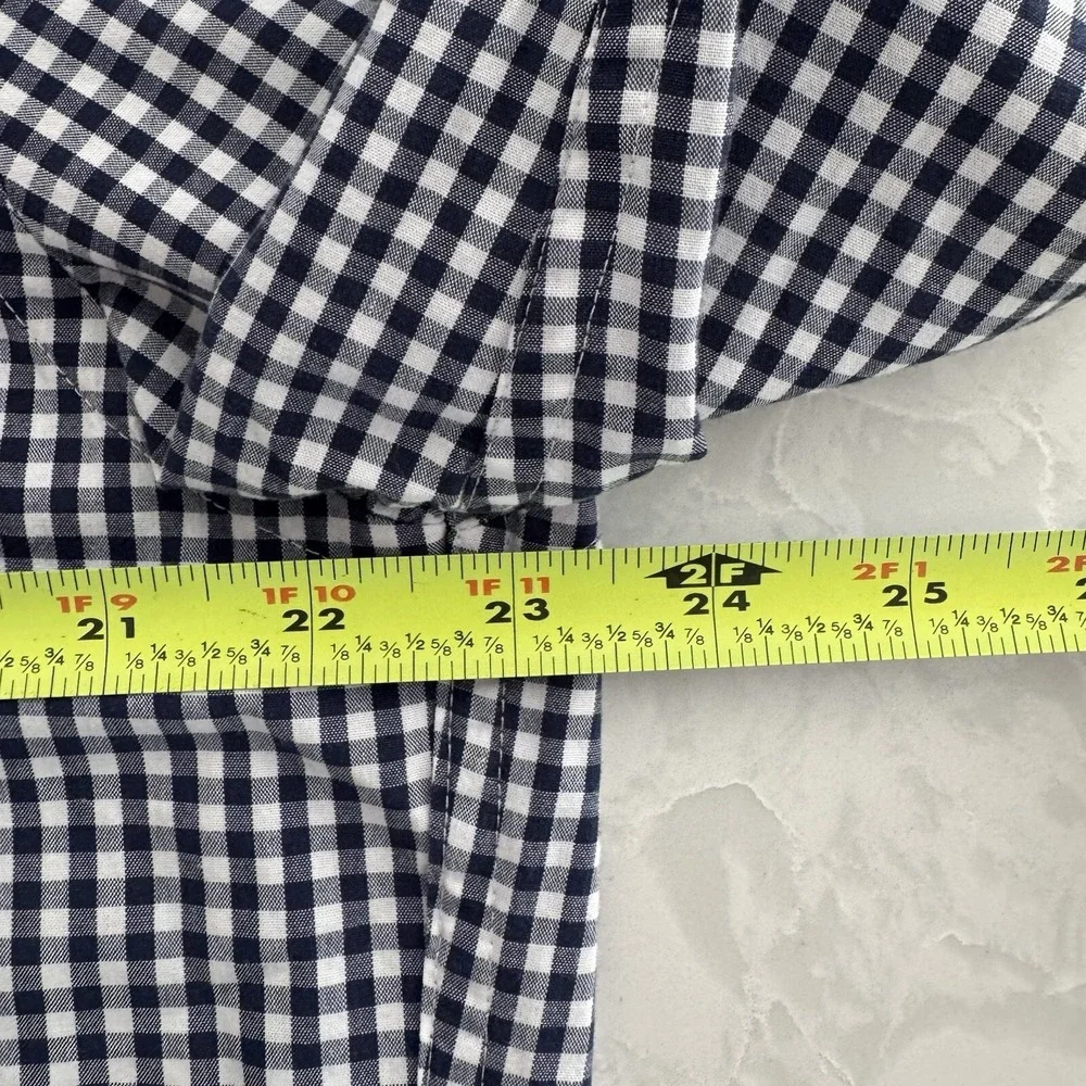 J. CREW Mercantile‎ Flex Men's L Dress Shirt Long Sleeve Navy Blue Gingham Slim